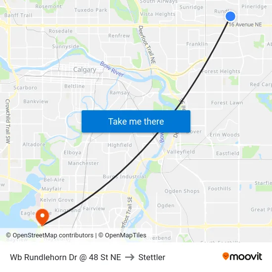 Wb Rundlehorn Dr @ 48 St NE to Stettler map