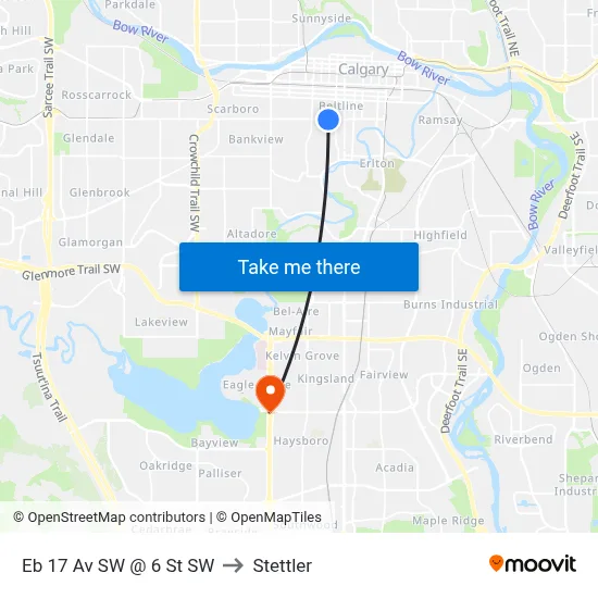 Eb 17 Av SW @ 6 St SW to Stettler map