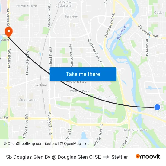 Sb Douglas Glen Bv @ Douglas Glen Cl SE to Stettler map