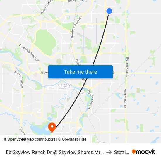 Eb Skyview Ranch Dr @ Skyview Shores Mr NE to Stettler map