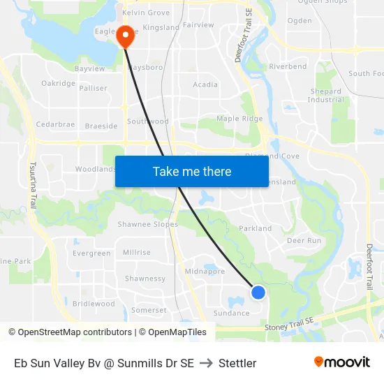 Eb Sun Valley Bv @ Sunmills Dr SE to Stettler map
