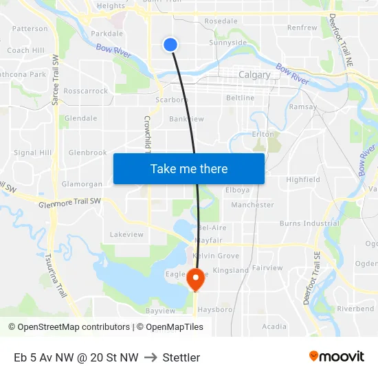 Eb 5 Av NW @ 20 St NW to Stettler map
