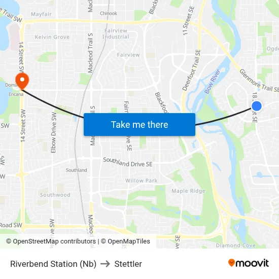 Riverbend Station (Nb) to Stettler map