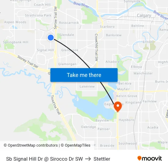 Sb Signal Hill Dr @ Sirocco Dr SW to Stettler map