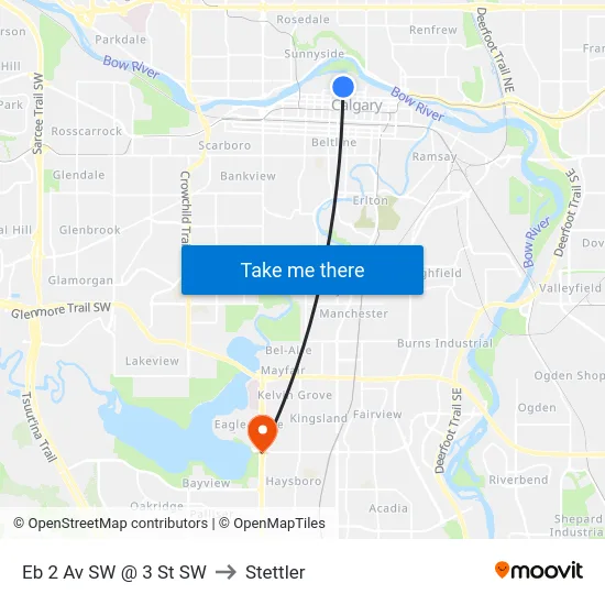 Eb 2 Av SW @ 3 St SW to Stettler map