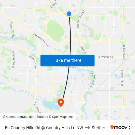 Eb Country Hills Rd @ Country Hills Ld NW to Stettler map