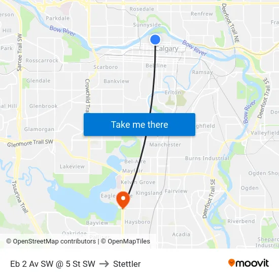 Eb 2 Av SW @ 5 St SW to Stettler map
