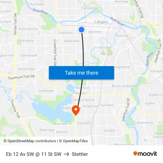 Eb 12 Av SW @ 11 St SW to Stettler map
