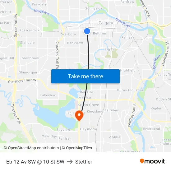 Eb 12 Av SW @ 10 St SW to Stettler map