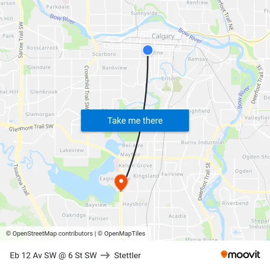 Eb 12 Av SW @ 6 St SW to Stettler map
