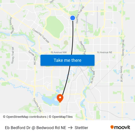 Eb Bedford Dr @ Bedwood Rd NE to Stettler map