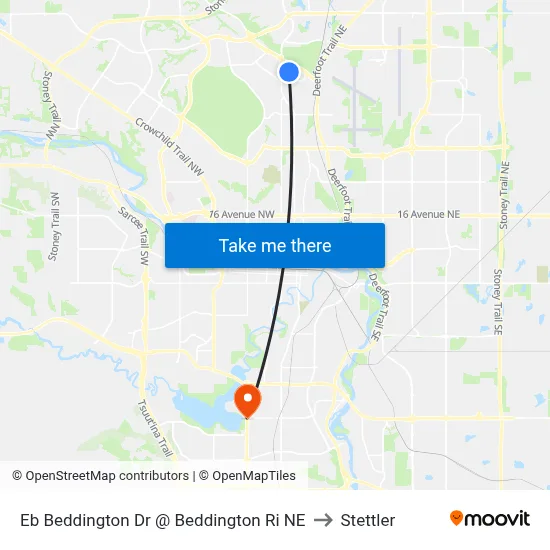 Eb Beddington Dr @ Beddington Ri NE to Stettler map