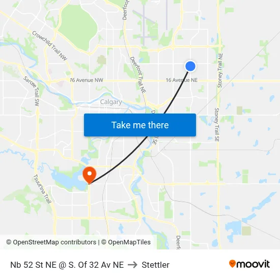 Nb 52 St NE @ S. Of 32 Av NE to Stettler map