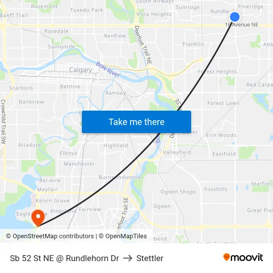 Sb 52 St NE @ Rundlehorn Dr to Stettler map