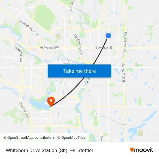 Whitehorn Drive Station (Sb) to Stettler map