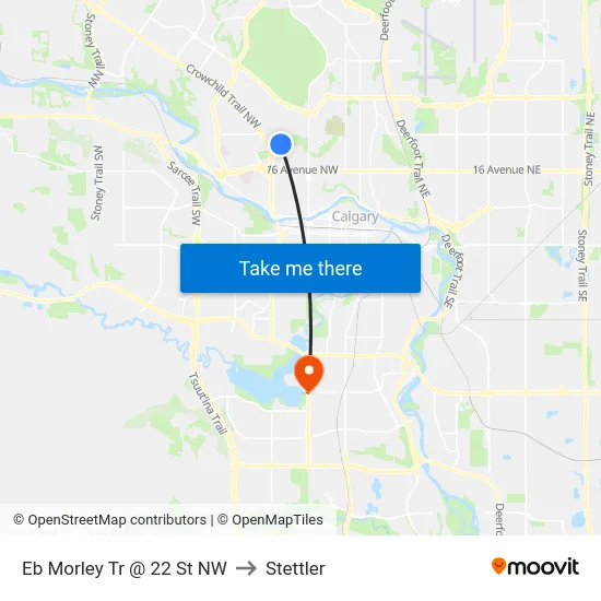 Eb Morley Tr @ 22 St NW to Stettler map