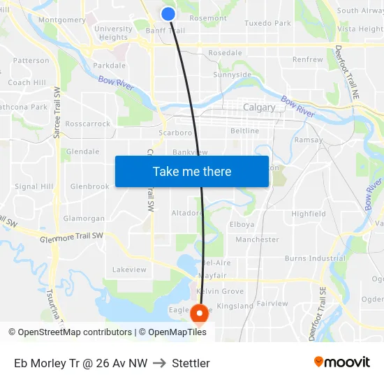 Eb Morley Tr @ 26 Av NW to Stettler map
