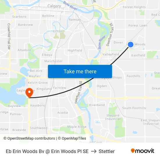 Eb Erin Woods Bv @ Erin Woods Pl SE to Stettler map