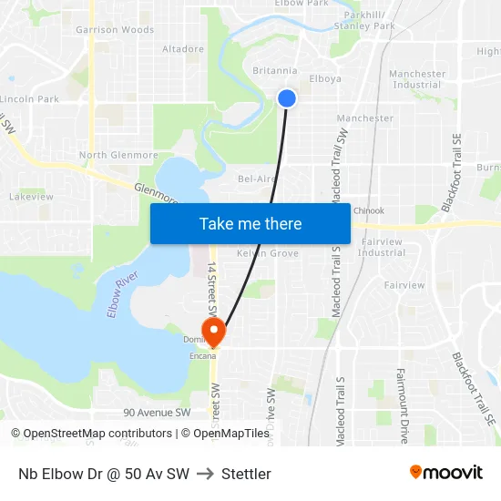 Nb Elbow Dr @ 50 Av SW to Stettler map