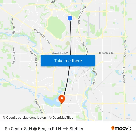 Sb Centre St N @ Bergen Rd N to Stettler map