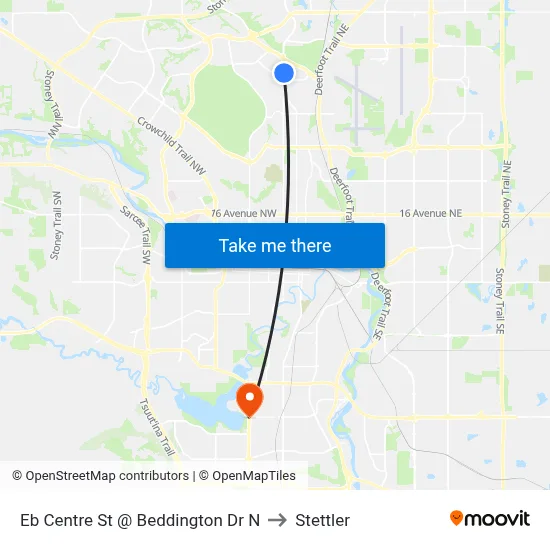 Eb Centre St @ Beddington Dr N to Stettler map