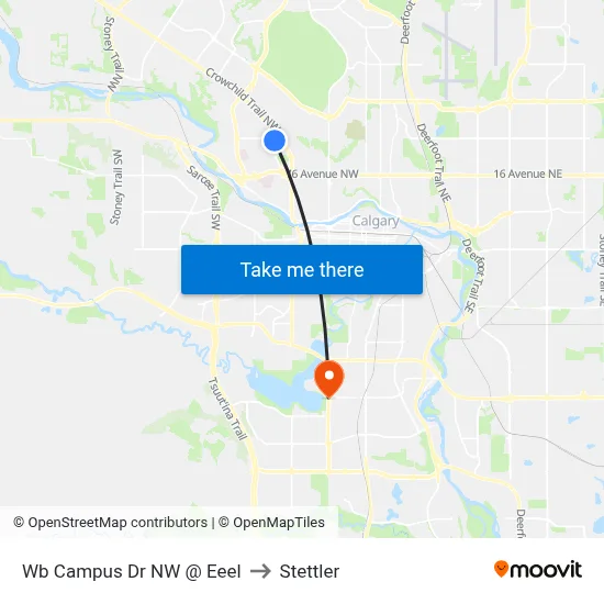 Wb Campus Dr NW @ Eeel to Stettler map