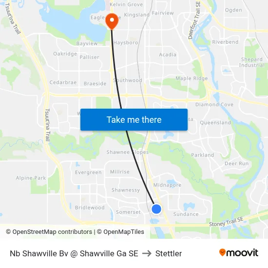 Nb Shawville Bv @ Shawville Ga SE to Stettler map