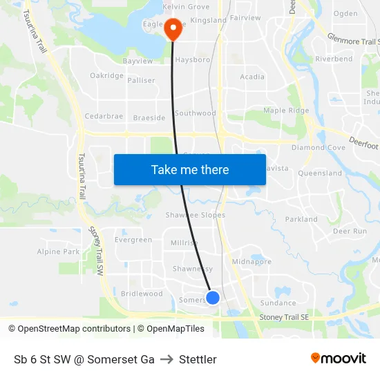 Sb 6 St SW @ Somerset Ga to Stettler map