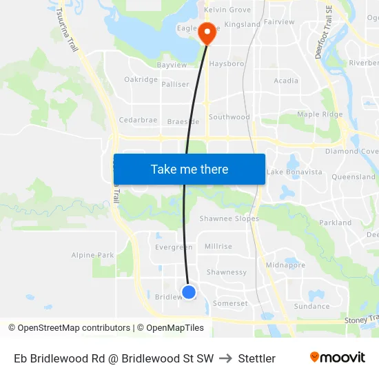 Eb Bridlewood Rd @ Bridlewood St SW to Stettler map