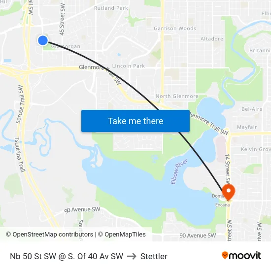Nb 50 St SW @ S. Of 40 Av SW to Stettler map