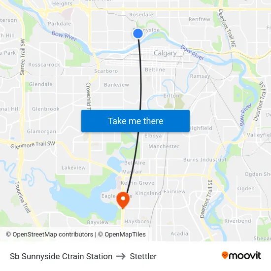 Sb Sunnyside Ctrain Station to Stettler map