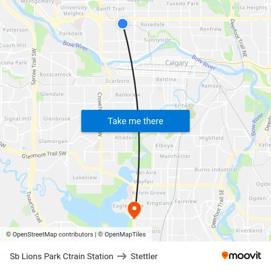Sb Lions Park Ctrain Station to Stettler map