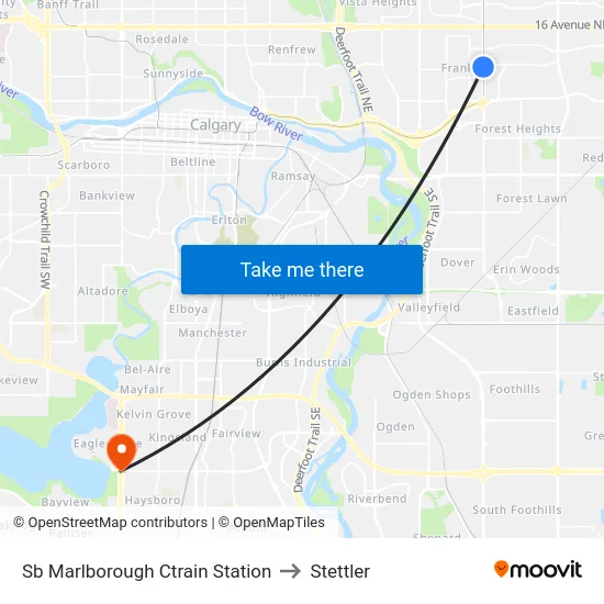 Sb Marlborough Ctrain Station to Stettler map