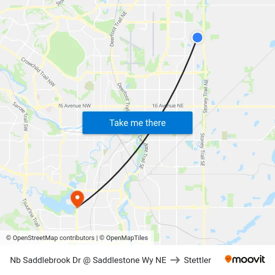 Nb Saddlebrook Dr @ Saddlestone Wy NE to Stettler map