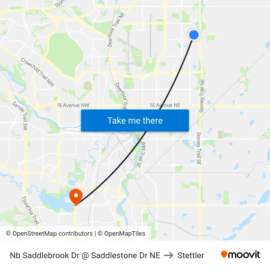 Nb Saddlebrook Dr @ Saddlestone Dr NE to Stettler map