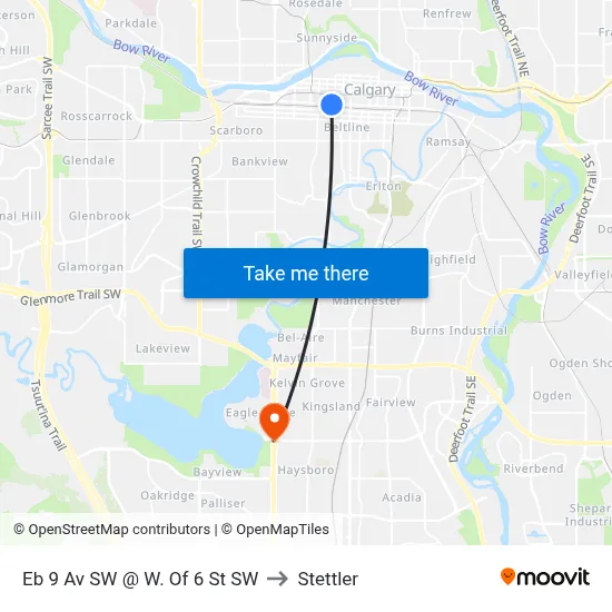 Eb 9 Av SW @ W. Of 6 St SW to Stettler map