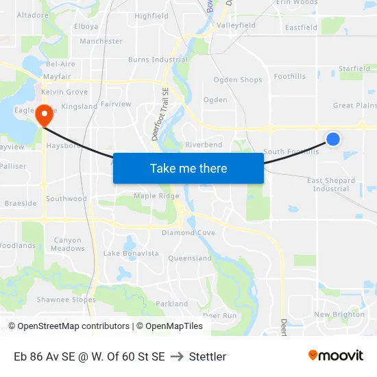 Eb 86 Av SE @ W. Of 60 St SE to Stettler map