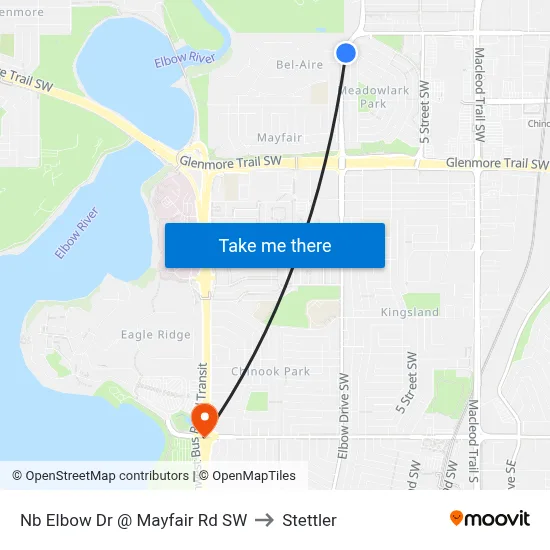 Nb Elbow Dr @ Mayfair Rd SW to Stettler map