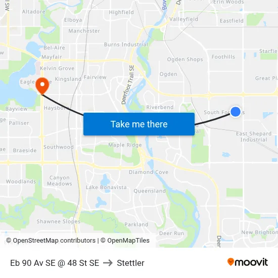 Eb 90 Av SE @ 48 St SE to Stettler map
