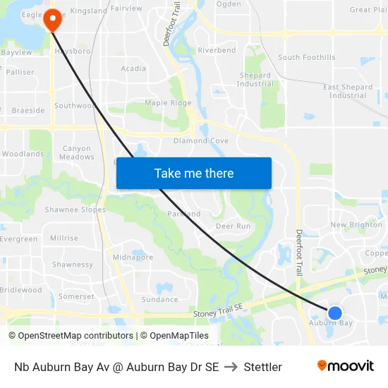 Nb Auburn Bay Av @ Auburn Bay Dr SE to Stettler map