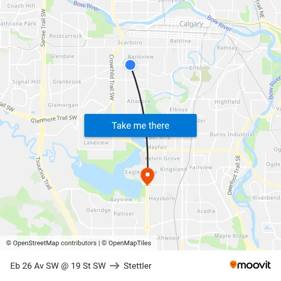 Eb 26 Av SW @ 19 St SW to Stettler map
