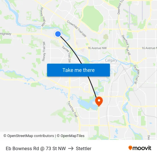 Eb Bowness Rd @ 73 St NW to Stettler map