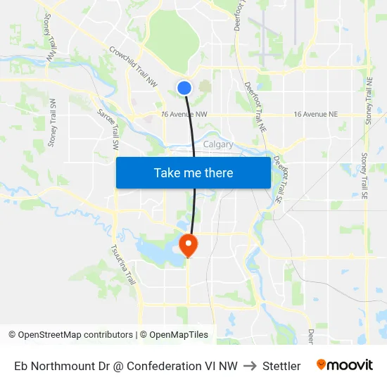 Eb Northmount  Dr @ Confederation VI NW to Stettler map