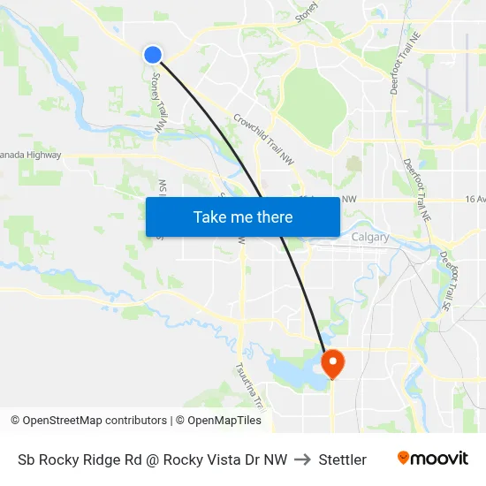 Sb Rocky Ridge Rd @ Rocky Vista Dr NW to Stettler map