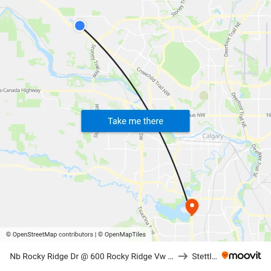 Nb Rocky Ridge Dr @ 600 Rocky Ridge Vw NW to Stettler map