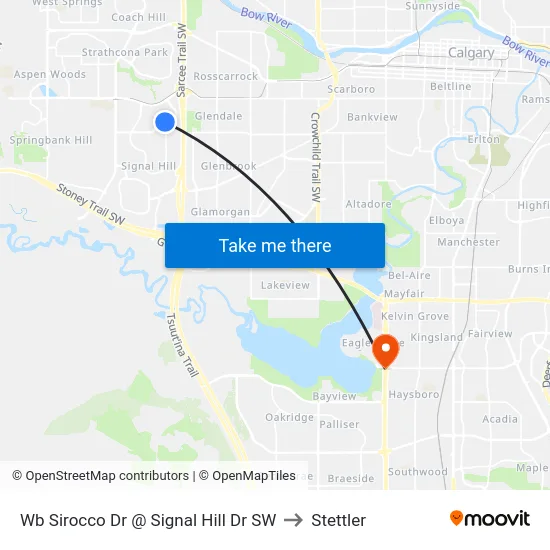 Wb Sirocco Dr @ Signal Hill Dr SW to Stettler map