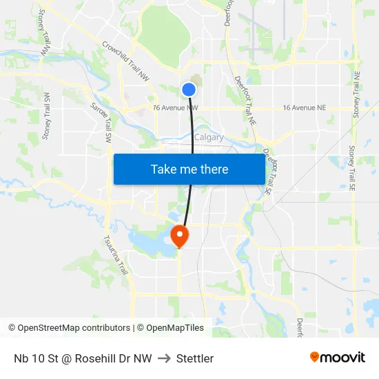 Nb 10 St @ Rosehill Dr NW to Stettler map
