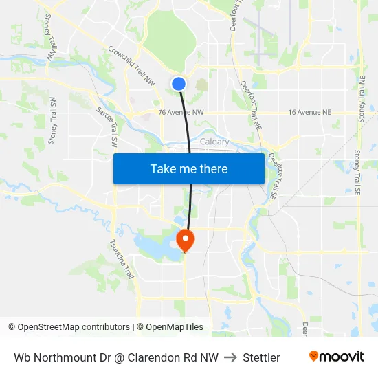 Wb Northmount Dr @ Clarendon Rd NW to Stettler map