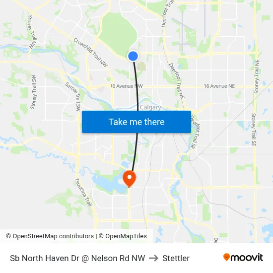 Sb North Haven Dr @ Nelson Rd NW to Stettler map
