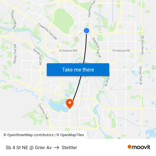 Sb 4 St NE @ Grier Av to Stettler map
